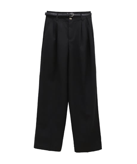 tuck wide slacks & belt/3color