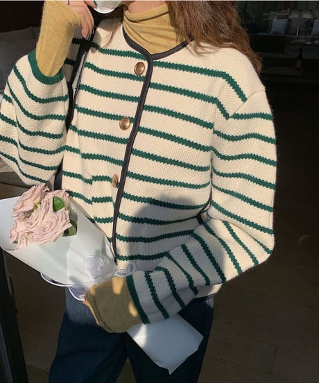 border piping knit jacket/2color