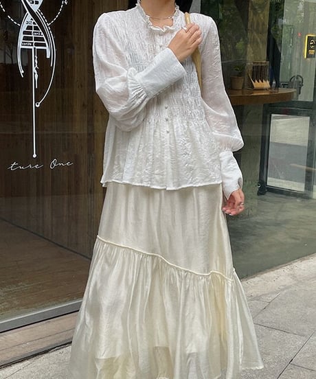 gather long cuffs blouse/3color