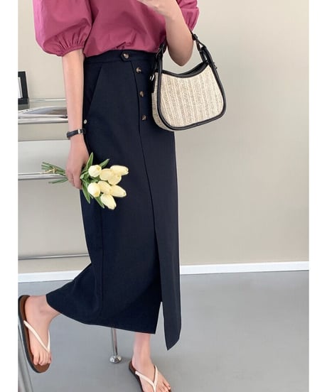 button pencil skirt/3color