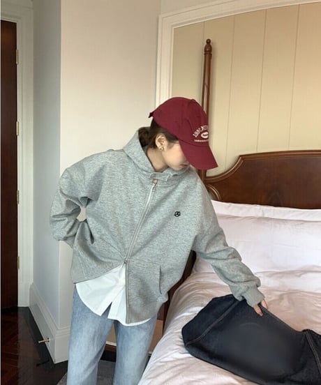 zipper daily hoodie/2color
