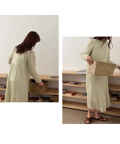 wrinkle chiffon one-piece/3color