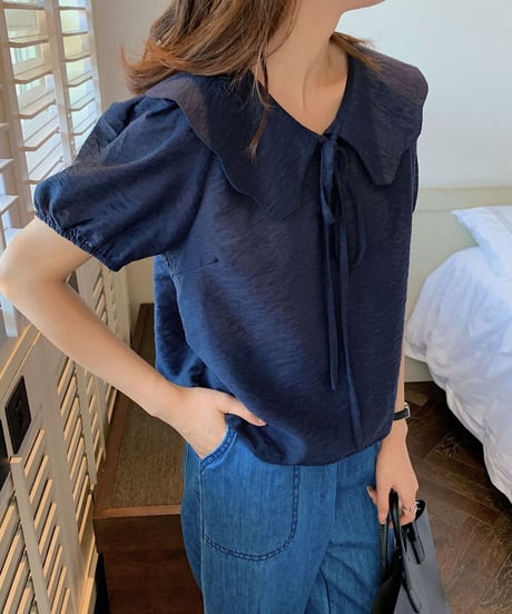 design collar ribbon blouse/3color