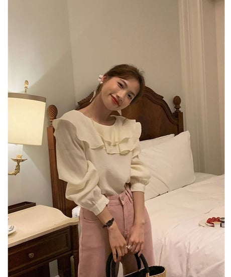frill collar blouse/2color