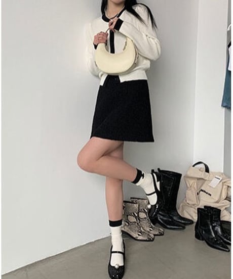 bi-color line cardigan/3color