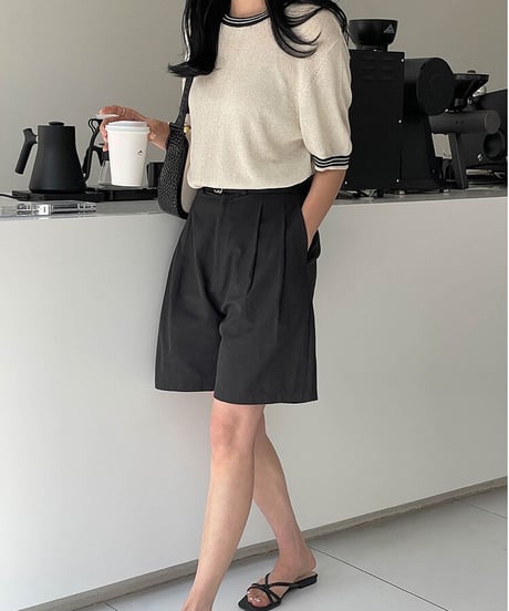 tencel linen knit pullover(half sleeve)/2color
