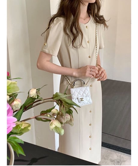 front button classic dress(half sleeve)/2color
