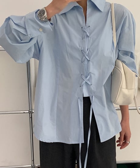 lace up design shirt/2color