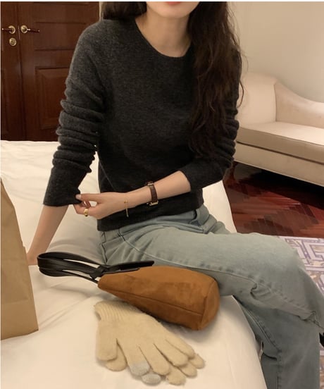 basic rib knit long-T/3color