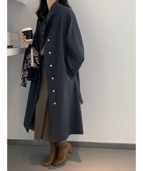 stand collar trench coat/2color
