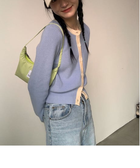 bi-color line cardigan/3color