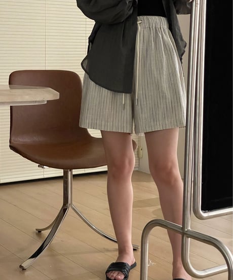 linen stripe short pants