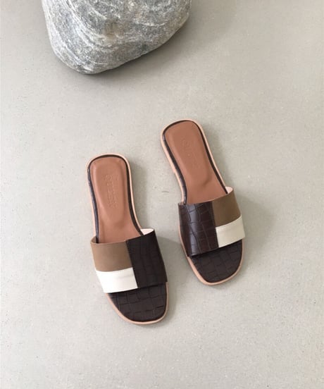 patchwork design sandal/2color