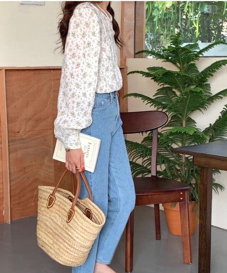 wrinkle flower blouse/2color(ネコポス)