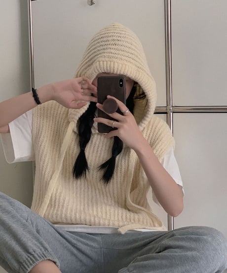 [OUTLET]hoodie knit vest/3color
