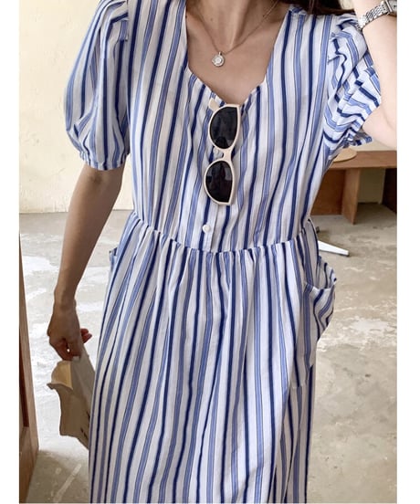 [OUTLET]random stripe OP/2color