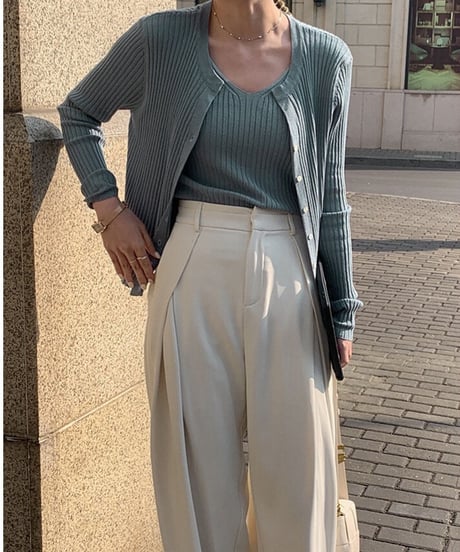 [OUTLET]rib ensemble like tops/2color