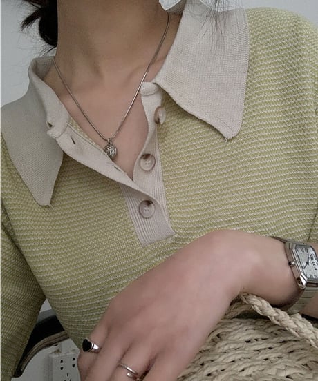 border polo summer knit/3color