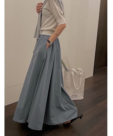 tuck flare maxi skirt/3color