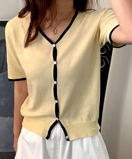 【期間限定】line cardigan(half sleeve)/3color(ネコポス)