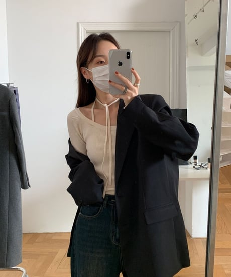 neck ribbon tops/2color(ネコポス)