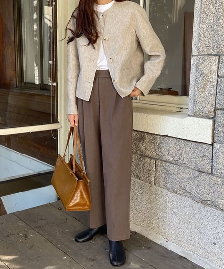 no collar short jacket 【Wool 100%】