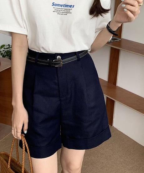 cotton linen half pants/3color
