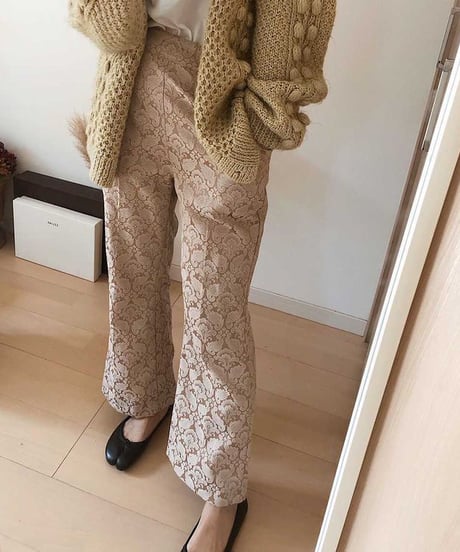 [ OUTLET]satin jacquard flare pants/2color