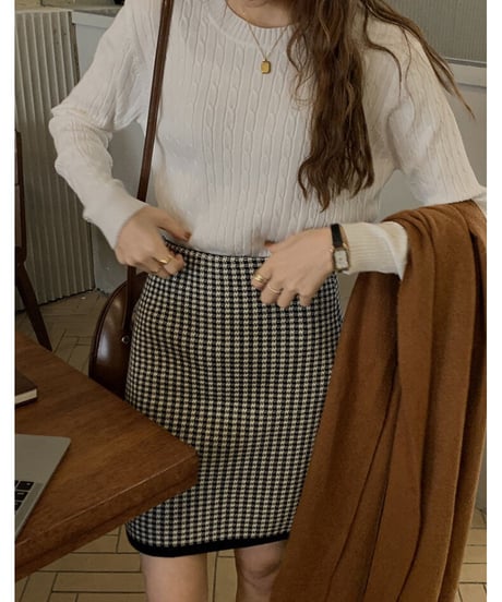 knit short skirt/2color