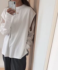 [OUTLET]3way sleeve slit Tee/2color