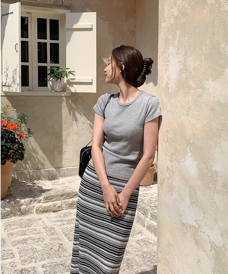 summer jaquad long skirt/2color