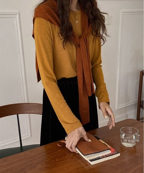 [OUTLET]color crew neck tops/6color