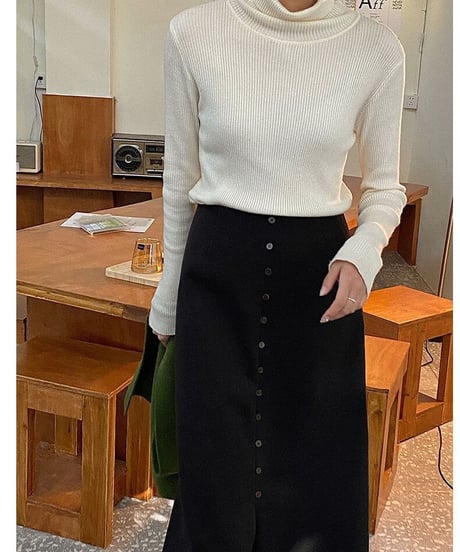 front button skirt/2color