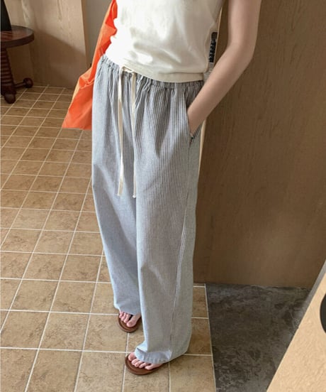 cotton linen stripe pant/2color