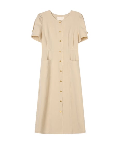 front button classic dress(half sleeve)/2color