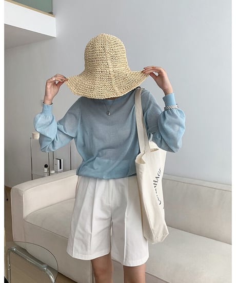 [OUTLET]linen blend sheer long-T/3color(ネコポス)