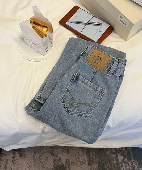 front pocket semi flare denim/2color
