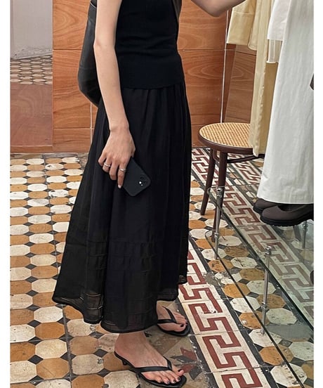 Tencel long skirt/2color