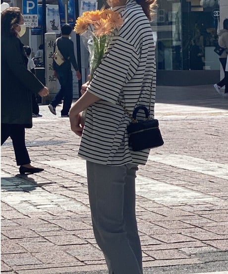 mock neck border T-shirt/2color(ネコポス)