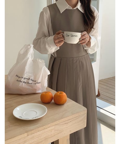 box pleats sleeveless dress/2color