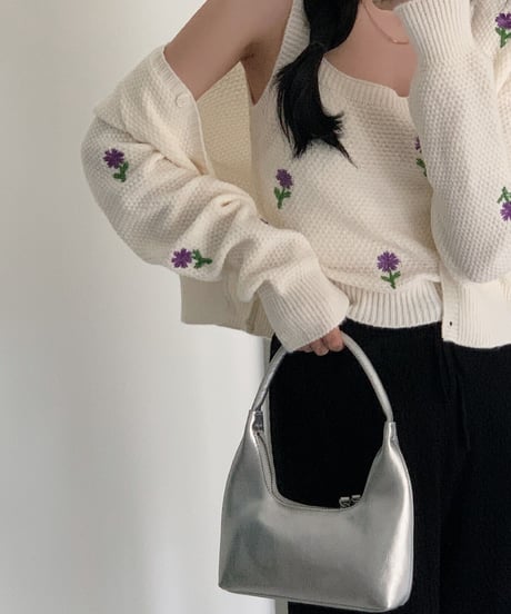 flower knit ensemble/3color