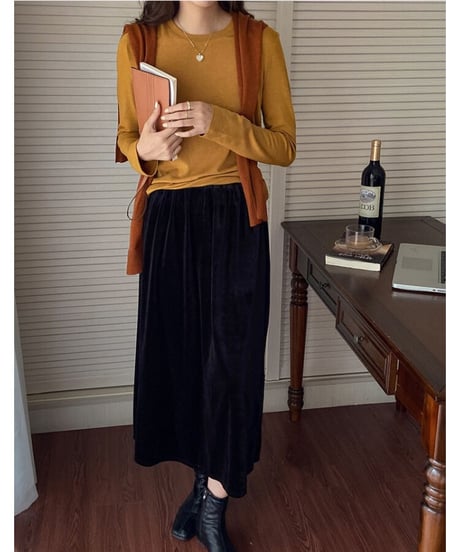 [OUTLET]color crew neck tops/6color