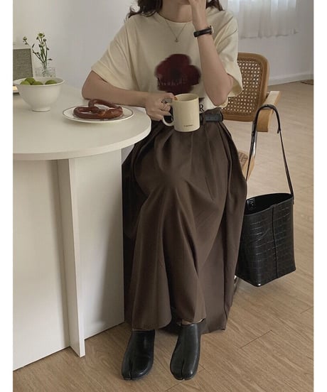 A line pleats long skirt/3color