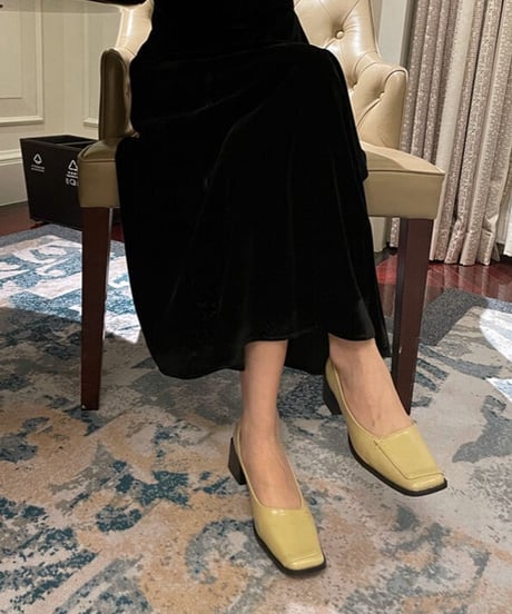 square toe chunky pumps/3color