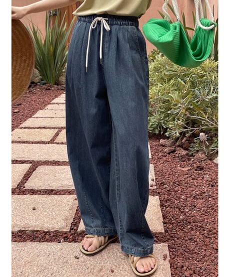relax wide denim pants/2color