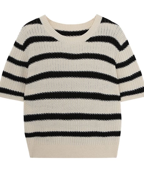 wool blend border knit tee/2color(ネコポス)