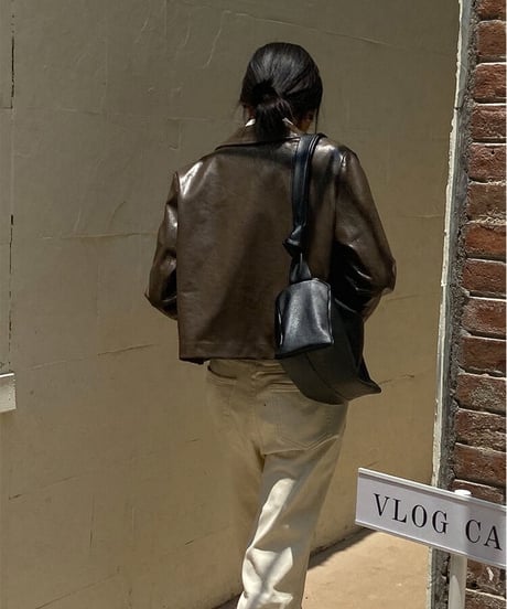 eco leather fastener jacket/2color