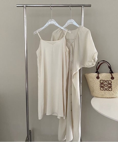 front button long dress(inner set)/3color