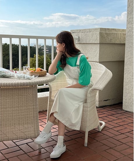 denim salopette skirt/4color