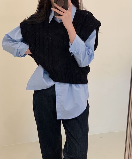 drop shoulder cable vest/5color
